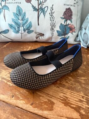 Rothy's Kids Mary Jane Shoes - Black and Brown Checkered